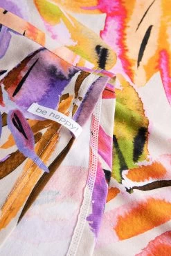 Nachthemd Im Fröhlichen Blätter-Druck Bunt Rundhals Sommer Viskose/Elasthan -Pyjamas Für Zuhause 1232000 16364 4