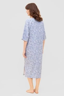 Nachtkleid Im Blauen Camouflage-Druck Halbarm Maxi-Länge Baumwolle/Elasthan 9 Nachtkleid Im Blauen Camouflage-Druck Halbarm Maxi-Länge Baumwolle/Elasthan -Pyjamas Für Zuhause 1232004 11574 2
