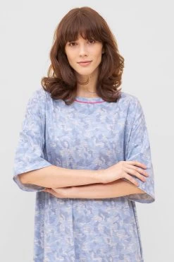 Nachtkleid Im Blauen Camouflage-Druck Halbarm Maxi-Länge Baumwolle/Elasthan 10 Nachtkleid Im Blauen Camouflage-Druck Halbarm Maxi-Länge Baumwolle/Elasthan -Pyjamas Für Zuhause 1232004 11574 3