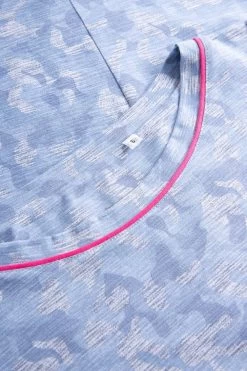 Nachtkleid Im Blauen Camouflage-Druck Halbarm Maxi-Länge Baumwolle/Elasthan 11 Nachtkleid Im Blauen Camouflage-Druck Halbarm Maxi-Länge Baumwolle/Elasthan -Pyjamas Für Zuhause 1232004 11574 4