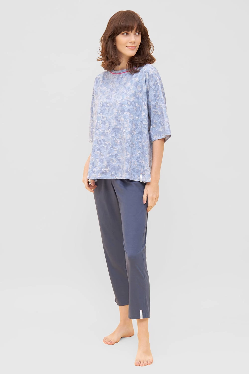 T-Shirt Im Blauen Camouflage-Druck Halbarm Mix & Match Baumwolle/Elasthan 4 T-Shirt Im Blauen Camouflage-Druck Halbarm Mix & Match Baumwolle/Elasthan - Image 4