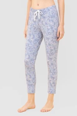 7/8-Hose Im Blauen Camouflage-Druck Schmal Mix & Match Baumwolle/Elasthan