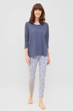 7/8-Hose Im Blauen Camouflage-Druck Schmal Mix & Match Baumwolle/Elasthan -Pyjamas Für Zuhause 1232006 11574 3