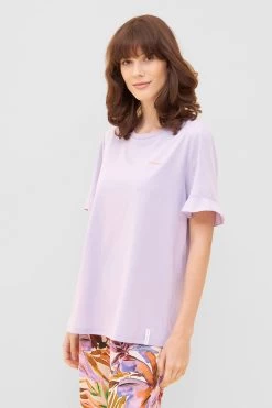 T-Shirt Mit Volants Und Stickerei "summer" Mix & Match Viskose/Elasthan