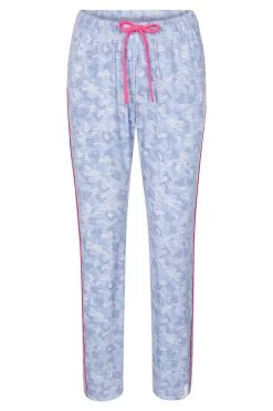 Hose Im Blauen Camouflage-Druck Kontrast-Streifen Mix & Match Baumwolle/Elasthan -Pyjamas Für Zuhause 1232009 11574 1