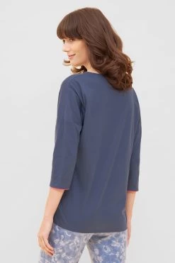 3/4-Shirt Mit Kontrast-Paspeln Lässig Basic Mix & Match Baumwolle/Elasthan -Pyjamas Für Zuhause 1232010 11694 2