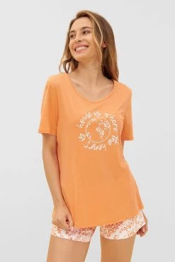 T-Shirt Mit Motivdruck Orange Basic Mix & Match 100% Baumwolle
