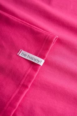 Nachthemd Mit Schriftzug "Think Happy" Pink Kurzarm 100% Baumwolle -Pyjamas Für Zuhause 1232014 10012 5