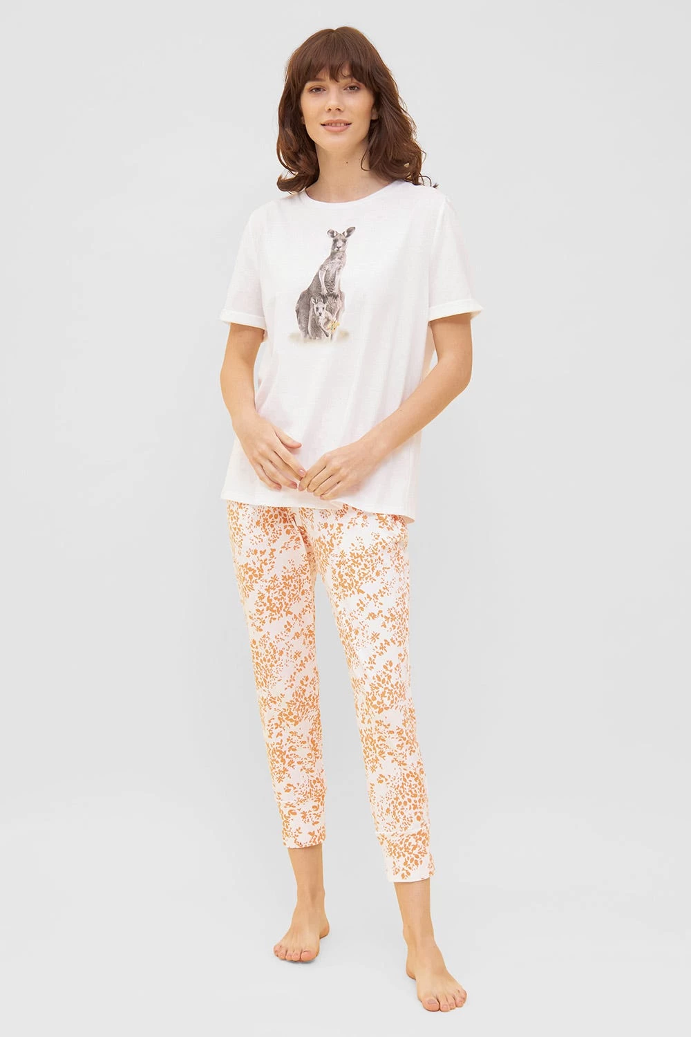 T-Shirt Mit Motivdruck Känguru Basic Weiß Mix & Match 100% Baumwolle 4 T-Shirt Mit Motivdruck Känguru Basic Weiß Mix & Match 100% Baumwolle - Image 4