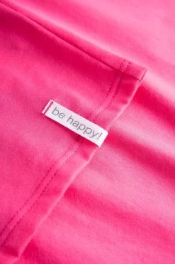 T-Shirt Mit Schriftzug "Think Happy" Pink Kurzarm Mix & Match 100% Baumwolle -Pyjamas Für Zuhause 1232016 10012 6