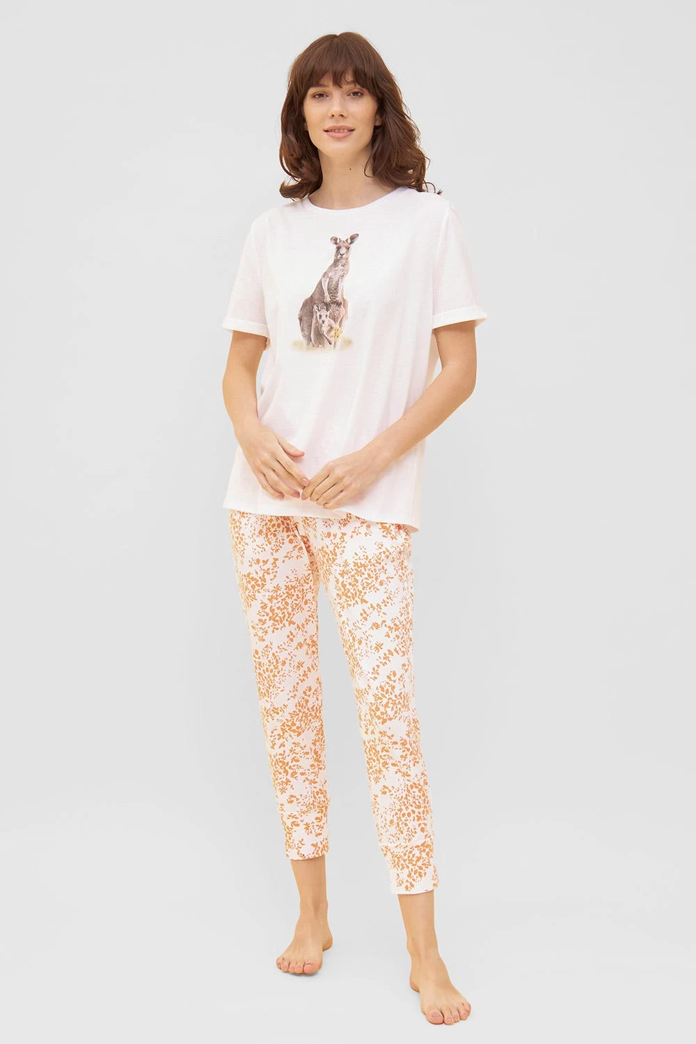 7/8-Hose Im Blümchen-Design Orange Schmal Mix & Match Baumwolle/Elasthan 4 7/8-Hose Im Blümchen-Design Orange Schmal Mix & Match Baumwolle/Elasthan - Image 4