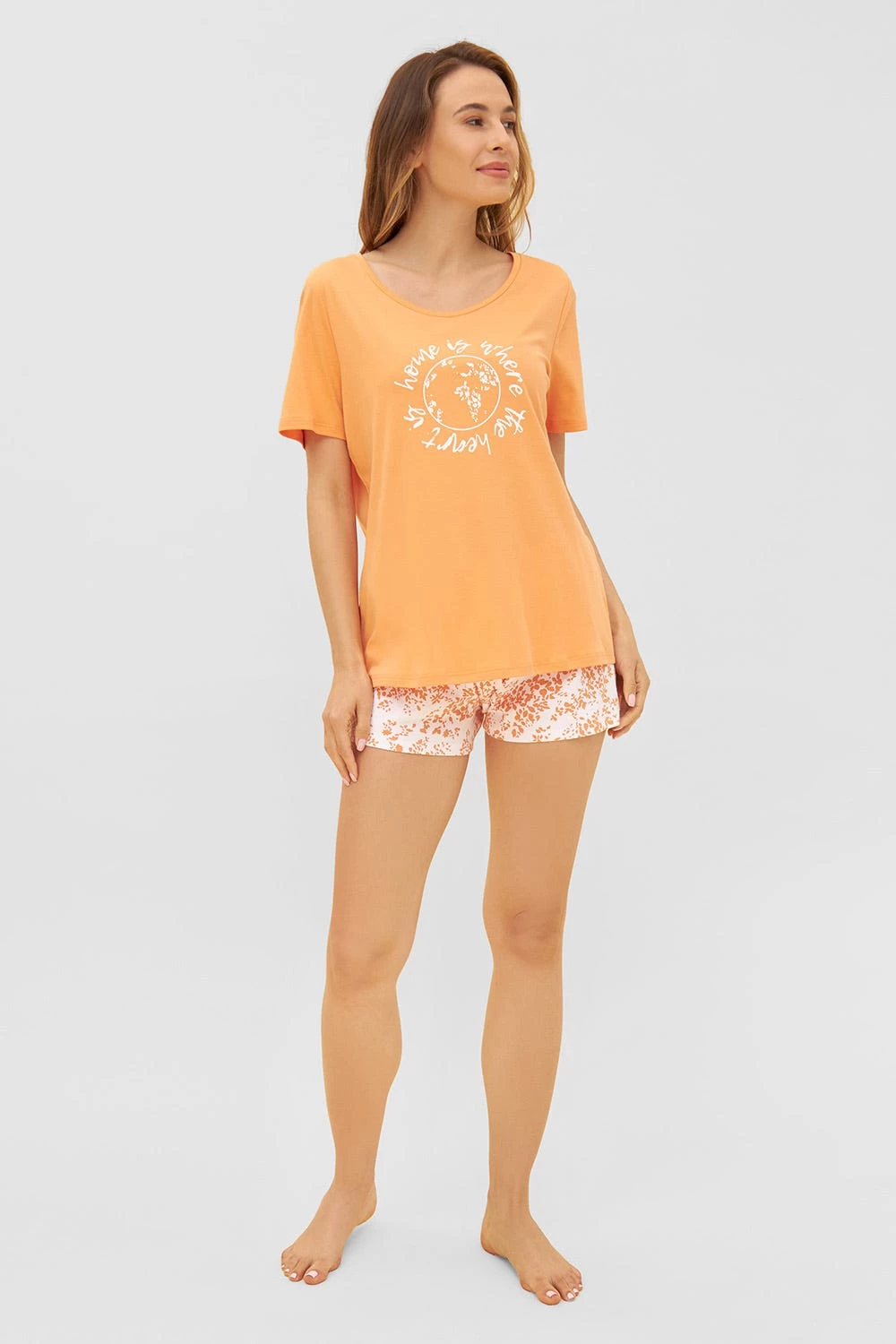 Shorts Im Blümchen-Design Orange Mix & Match Baumwolle/Elasthan 4 Shorts Im Blümchen-Design Orange Mix & Match Baumwolle/Elasthan - Image 4