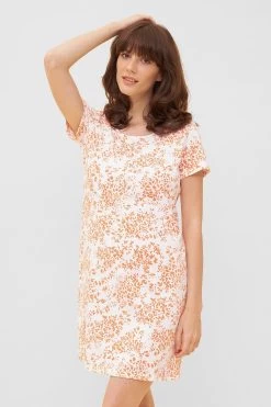 Nachthemd Im Blümchen-Design Orange Baumwolle/Elasthan 10 Nachthemd Im Blümchen-Design Orange Baumwolle/Elasthan -Pyjamas Für Zuhause 1232019 16452 3