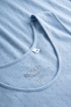 Nachthemd Aus Ajour Feinstrick Hellblau Ärmellos 100% Baumwolle -Pyjamas Für Zuhause 1232020 16361 3