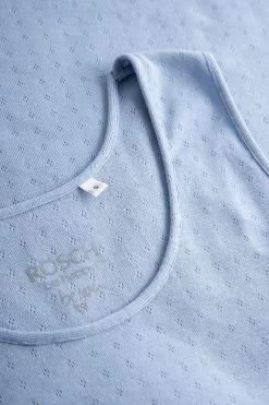 Pyjama-Top Aus Ajour Feinstrick Hellblau Ärmellos Mix & Match 100% Baumwolle -Pyjamas Für Zuhause 1232021 16361 4