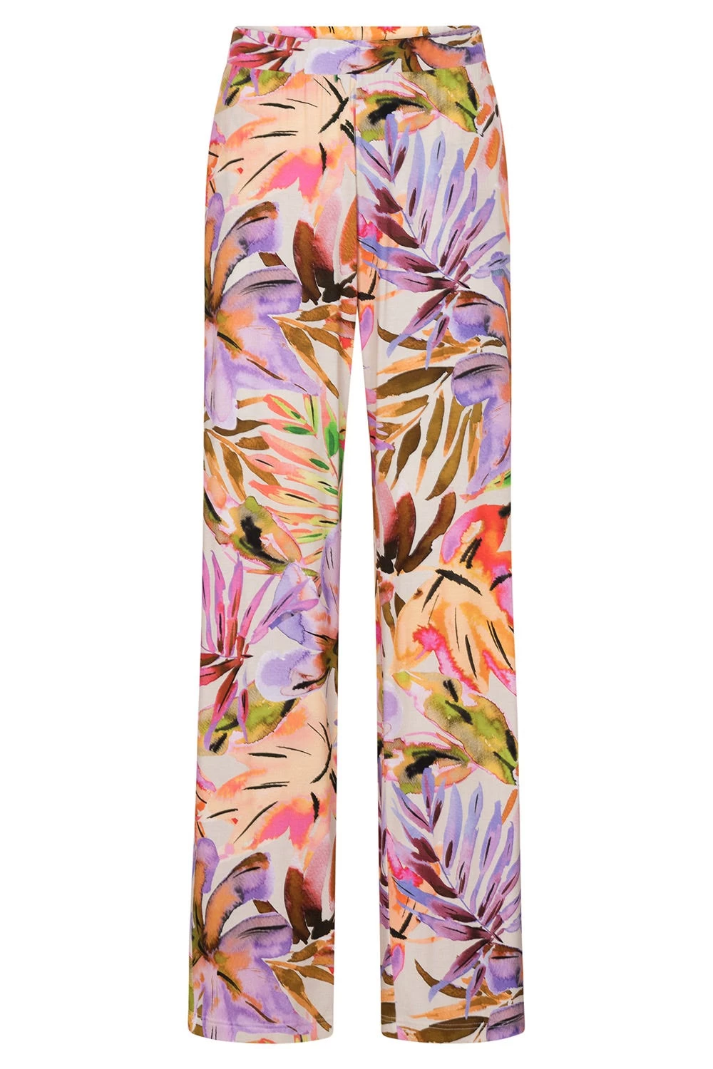 Lange Hose Im Fröhlichen Blätter-Druck Sommer Bunt Viskose/Elasthan 2 Lange Hose Im Fröhlichen Blätter-Druck Sommer Bunt Viskose/Elasthan - Image 2