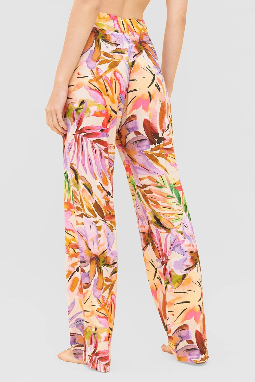 Lange Hose Im Fröhlichen Blätter-Druck Sommer Bunt Viskose/Elasthan 3 Lange Hose Im Fröhlichen Blätter-Druck Sommer Bunt Viskose/Elasthan - Image 3