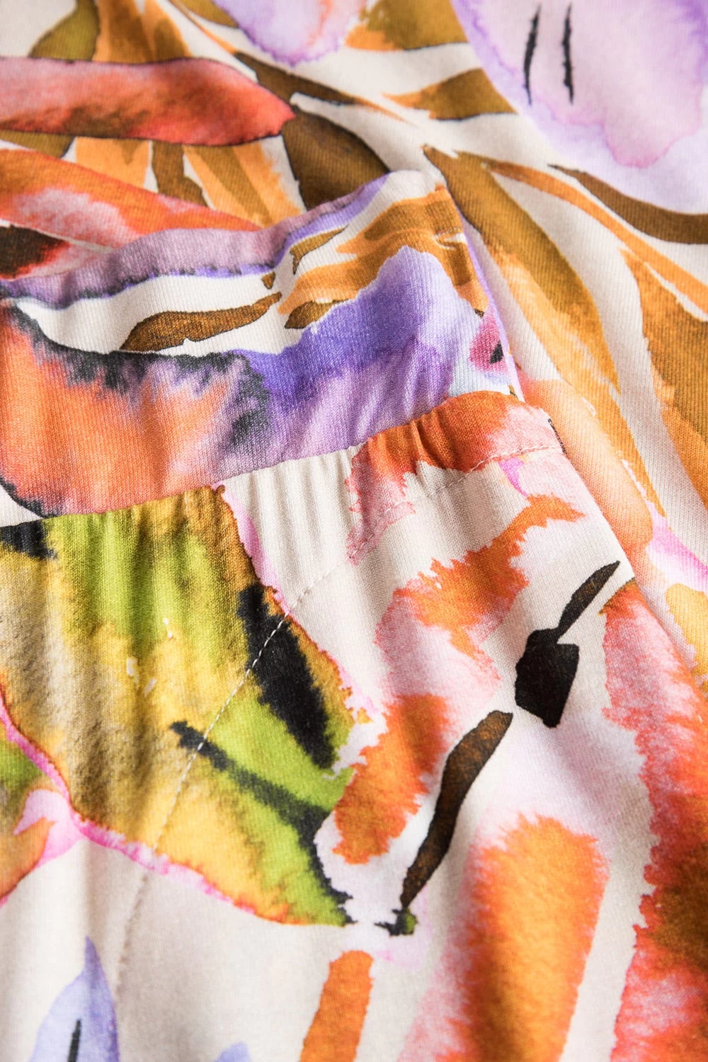 Lange Hose Im Fröhlichen Blätter-Druck Sommer Bunt Viskose/Elasthan 5 Lange Hose Im Fröhlichen Blätter-Druck Sommer Bunt Viskose/Elasthan - Image 5