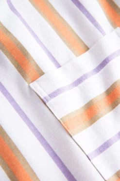 Nachthemd Im Streifen-Design Brusttasche Sommer Baumwolle/Elasthan -Pyjamas Für Zuhause 1232030 16397 4