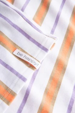 Nachthemd Im Streifen-Design Brusttasche Sommer Baumwolle/Elasthan -Pyjamas Für Zuhause 1232030 16397 5