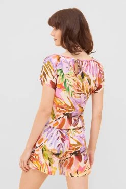 Jumpsuit Im Fröhlichen Blätter-Druck Bunt Shorts Sommer Viskose/Elasthan 9 Jumpsuit Im Fröhlichen Blätter-Druck Bunt Shorts Sommer Viskose/Elasthan -Pyjamas Für Zuhause 1232033 16364 2