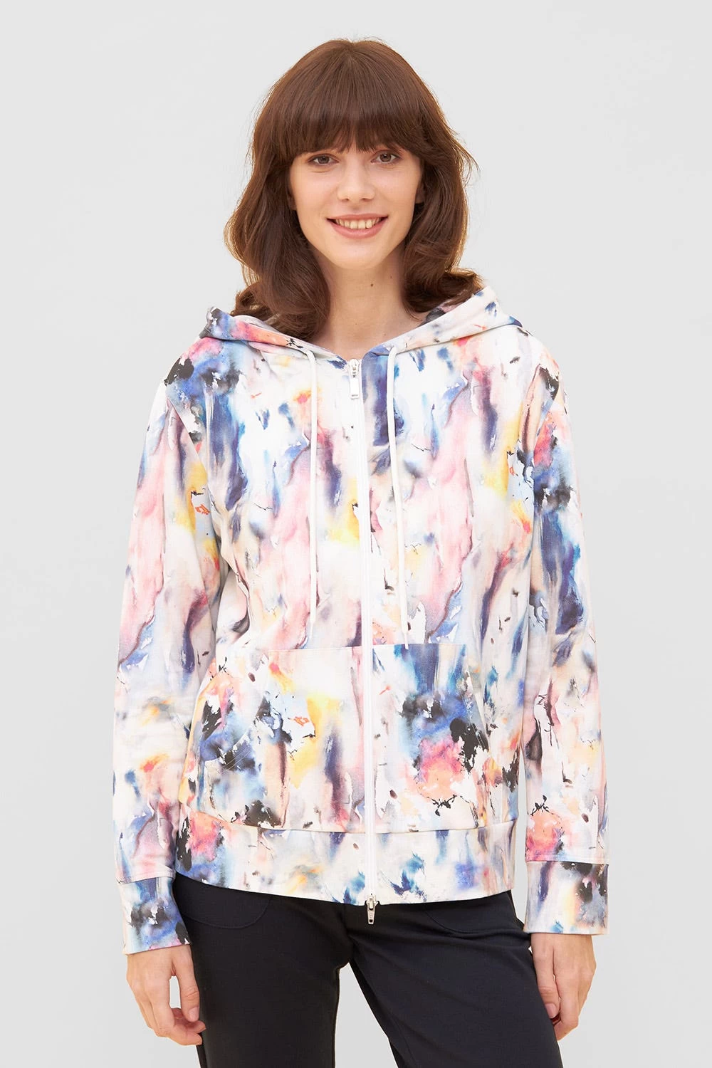 Sweatjacke Im Farbenfrohen Druck Hoodie Kapuze Mix & Match Baumwolle/Elasthan 1 Sweatjacke Im Farbenfrohen Druck Hoodie Kapuze Mix & Match Baumwolle/Elasthan