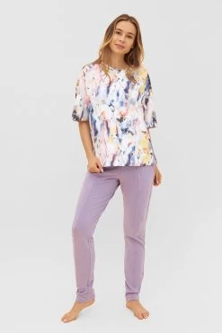 Sweatshirt Im Farbenfrohen Druck Halbarm T-Shirt Mix & Match Baumwolle/Elasthan 10 Sweatshirt Im Farbenfrohen Druck Halbarm T-Shirt Mix & Match Baumwolle/Elasthan -Pyjamas Für Zuhause 1233001 16856 3