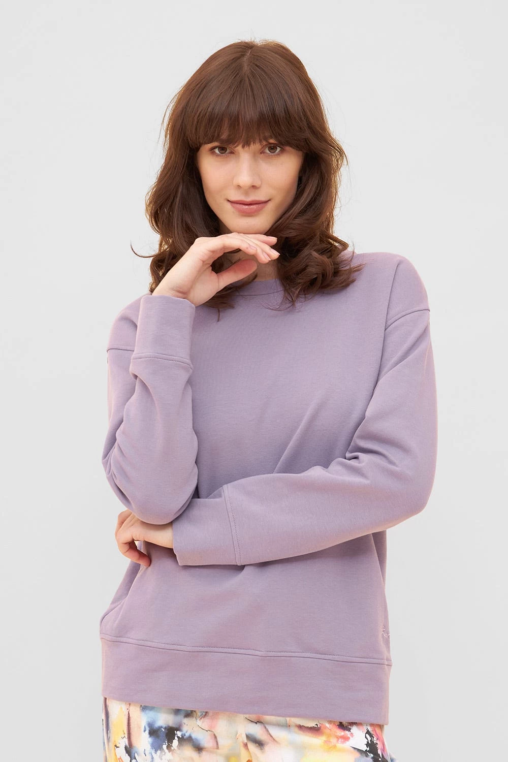 Sweatshirt Mit Stickerei "thanks" Flieder Mix & Match Baumwolle/Elasthan 1 Sweatshirt Mit Stickerei "thanks" Flieder Mix & Match Baumwolle/Elasthan