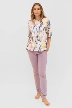 Sweathose Mit Stickerei "thanks" Flieder Tunnelzug Mix & Match Baumwolle/Elasthan -Pyjamas Für Zuhause 1233006 11469 3