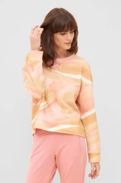 Sweatshirt Mit Kordelzug Pastell Rosa Mix & Match Baumwolle/Elasthan