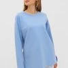 Basic Sweatshirt In Hellblau Pullover Rundhals Baumwolle/Elasthan