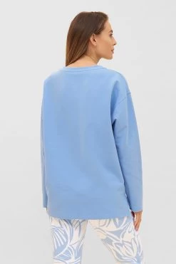 Basic Sweatshirt In Hellblau Pullover Rundhals Baumwolle/Elasthan -Pyjamas Für Zuhause 1233022 10556 2