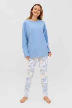 Sweathose Im Grafischen Druck Hellblau Kordel Baumwolle/Elasthan 10 Sweathose Im Grafischen Druck Hellblau Kordel Baumwolle/Elasthan -Pyjamas Für Zuhause 1233025 16854 3