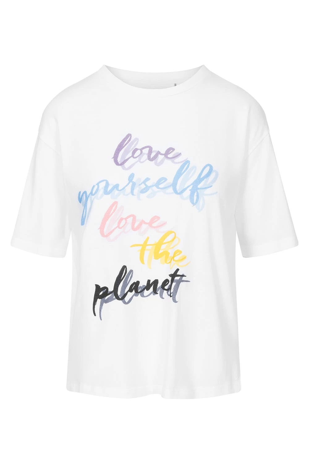 T-Shirt Mit Schriftzug "love Yourself, Love The Planet" Halbarm Mix & Match Baumwolle/Elasthan 2 T-Shirt Mit Schriftzug "love Yourself, Love The Planet" Halbarm Mix & Match Baumwolle/Elasthan - Image 2