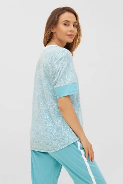 T-Shirt Im Grafischen Punkte-Druck Rundhals Baumwolle/Modal -Pyjamas Für Zuhause 1233035 16860 2