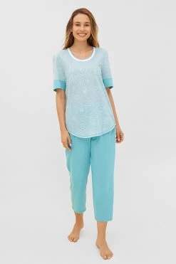 T-Shirt Im Grafischen Punkte-Druck Rundhals Baumwolle/Modal -Pyjamas Für Zuhause 1233035 16860 3