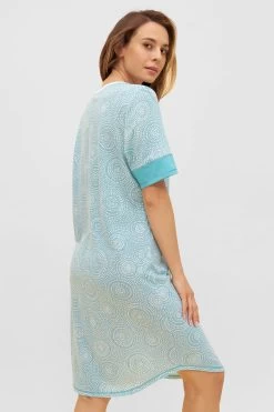 Nachthemd Im Grafischen Punkte-Druck Rundhals Baumwolle/Modal -Pyjamas Für Zuhause 1233039 16860 8