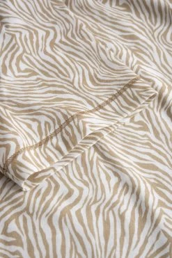 Shirt Im Zebra-Druck Beige Ziernähte A-Linie Mix & Match Baumwolle/Modal -Pyjamas Für Zuhause 1233046 16858 5