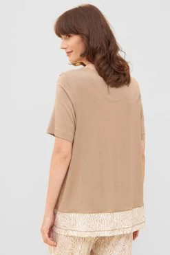 Shirt In Beige Mit Zebra-Druck Ziernähte A-Linie Mix & Match Baumwolle/Modal 9 Shirt In Beige Mit Zebra-Druck Ziernähte A-Linie Mix & Match Baumwolle/Modal -Pyjamas Für Zuhause 1233047 16858 2