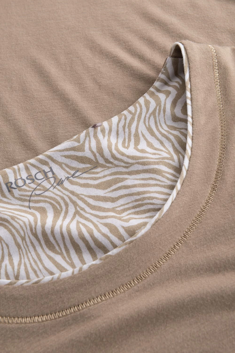 Shirt In Beige Mit Zebra-Druck Ziernähte A-Linie Mix & Match Baumwolle/Modal 5 Shirt In Beige Mit Zebra-Druck Ziernähte A-Linie Mix & Match Baumwolle/Modal - Image 5