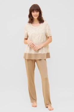 Hose In Beige Mit Kontrastpaspel Ziernähte Mix & Match Baumwolle/Modal 9 Hose In Beige Mit Kontrastpaspel Ziernähte Mix & Match Baumwolle/Modal -Pyjamas Für Zuhause 1233048 16858 0174 1