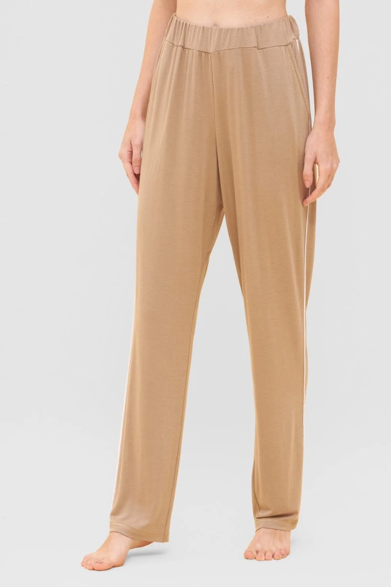 Hose In Beige Mit Kontrastpaspel Ziernähte Mix & Match Baumwolle/Modal 1 Hose In Beige Mit Kontrastpaspel Ziernähte Mix & Match Baumwolle/Modal