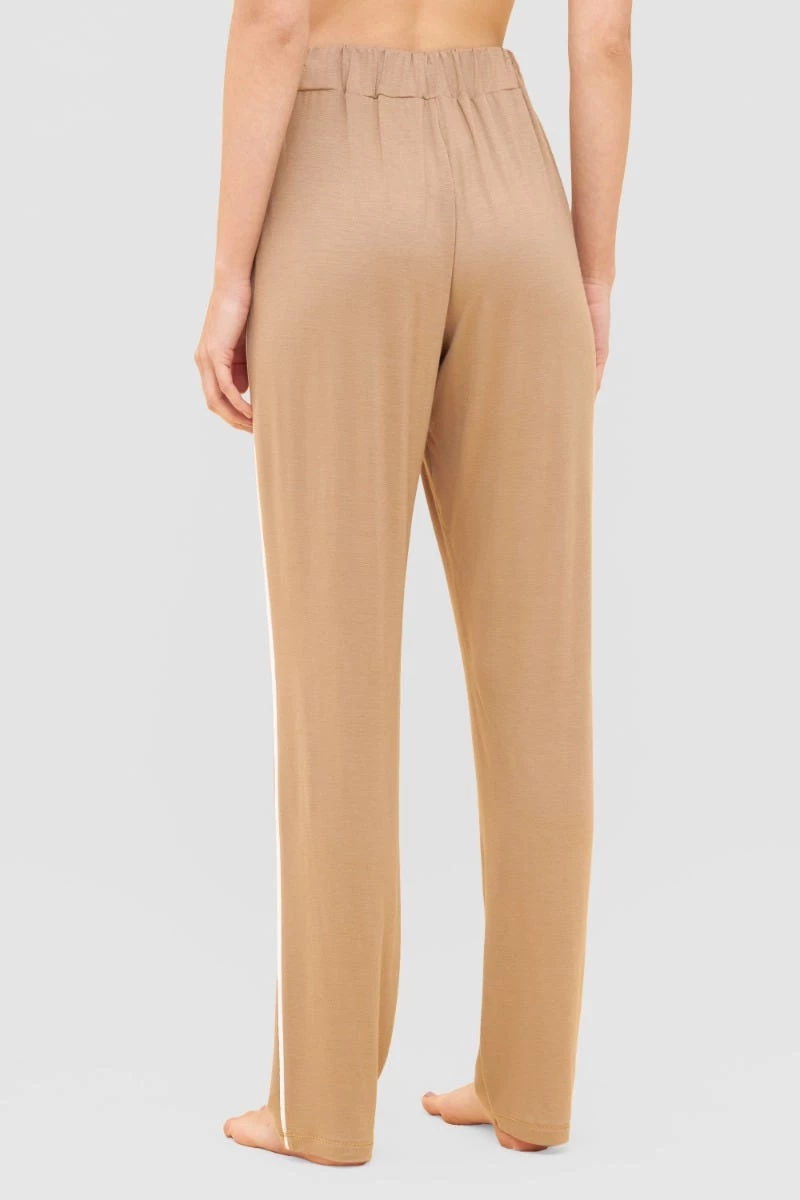 Hose In Beige Mit Kontrastpaspel Ziernähte Mix & Match Baumwolle/Modal 2 Hose In Beige Mit Kontrastpaspel Ziernähte Mix & Match Baumwolle/Modal - Image 2