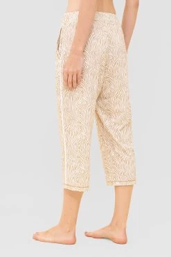 Hose Im Zebra-Druck Beige Paspel Ziernähte Mix & Match Baumwolle/Modal -Pyjamas Für Zuhause 1233049 16858 2