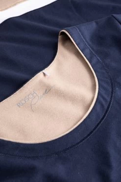 Shirt In Colorblocking-Optik Dunkelblau Beige Mix & Match Baumwolle/Modal -Pyjamas Für Zuhause 1233053 16570 4