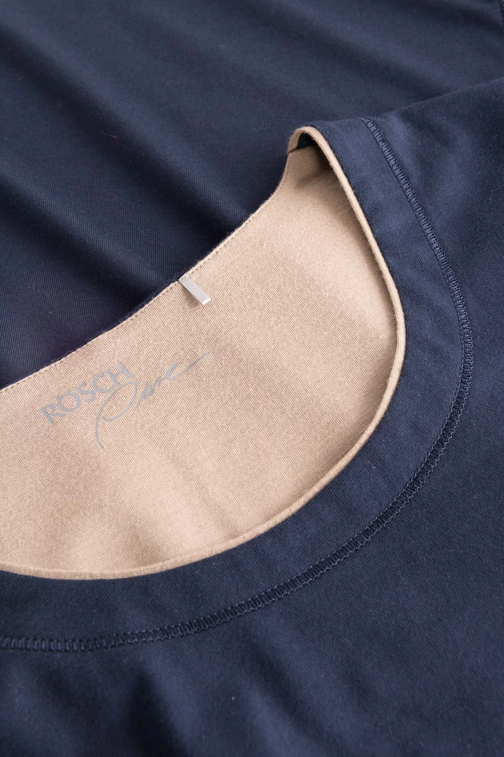 Nachtkleid In Colorblocking-Optik Dunkelblau Beige Baumwolle/Modal 4 Nachtkleid In Colorblocking-Optik Dunkelblau Beige Baumwolle/Modal - Image 4