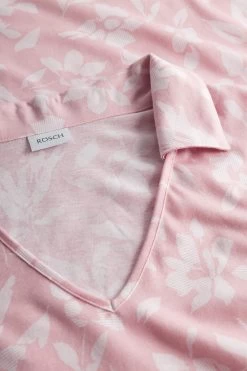 Nachtkleid Im Rosa Blumendruck Kragen V-Ausschnitt 100% Baumwolle -Pyjamas Für Zuhause 1233062 11717 3