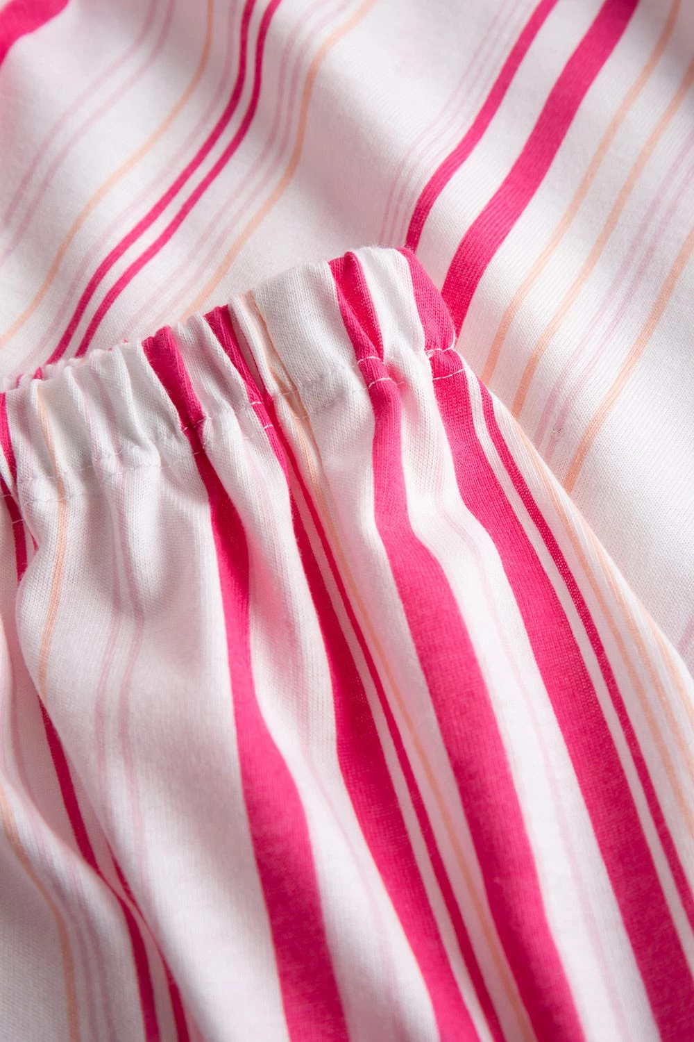 Kurzer Pyjama Mit Rosa Streifendruck V-Ausschnitt Ziernähte 100% Baumwolle 6 Kurzer Pyjama Mit Rosa Streifendruck V-Ausschnitt Ziernähte 100% Baumwolle - Image 6