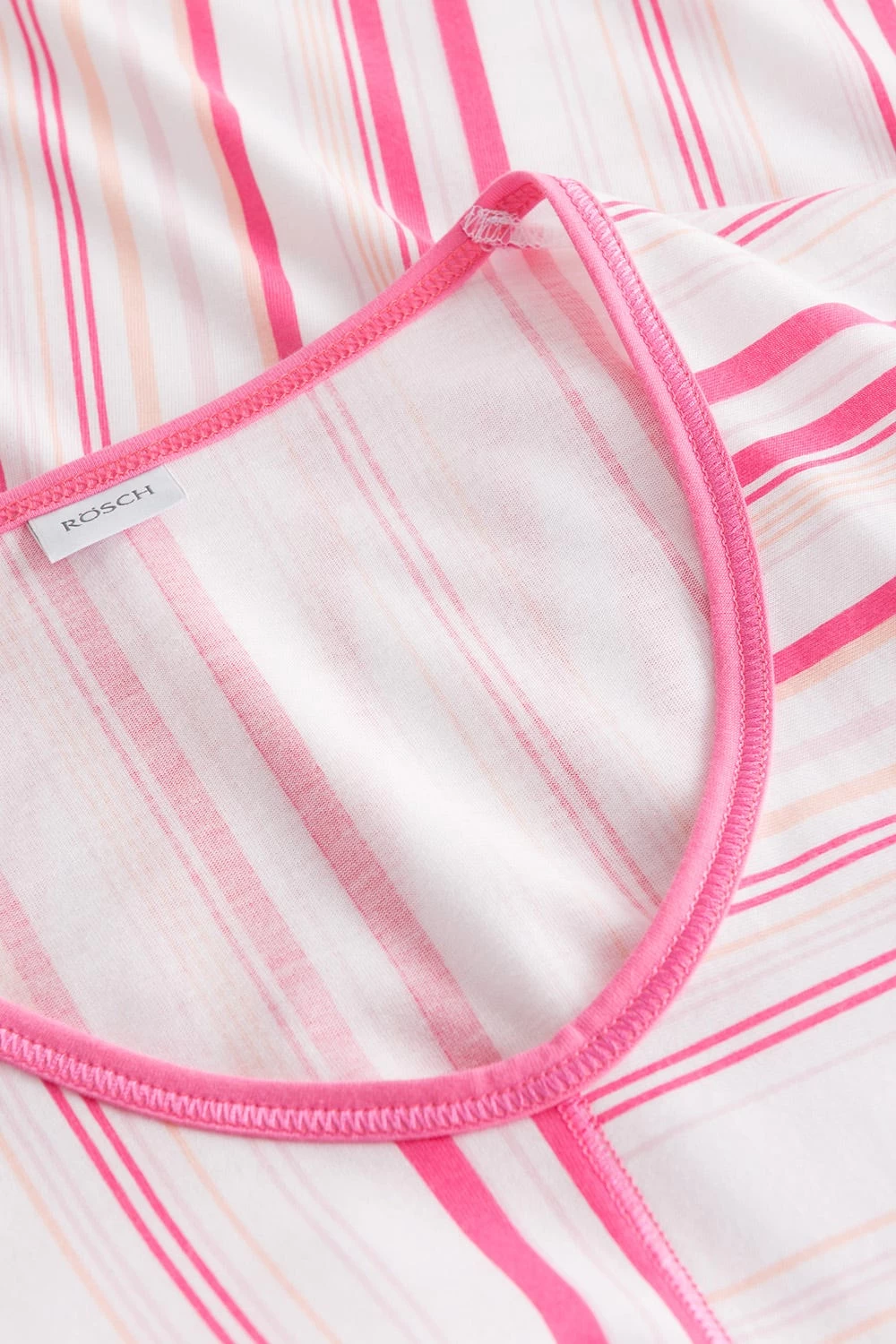 Nachtkleid Im Rosa Streifendruck V-Ausschnitt Ziernähte 100% Baumwolle 4 Nachtkleid Im Rosa Streifendruck V-Ausschnitt Ziernähte 100% Baumwolle - Image 4