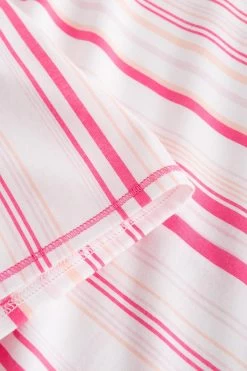 Nachtkleid Im Rosa Streifendruck V-Ausschnitt Ziernähte 100% Baumwolle 10 Nachtkleid Im Rosa Streifendruck V-Ausschnitt Ziernähte 100% Baumwolle -Pyjamas Für Zuhause 1233067 11673 4
